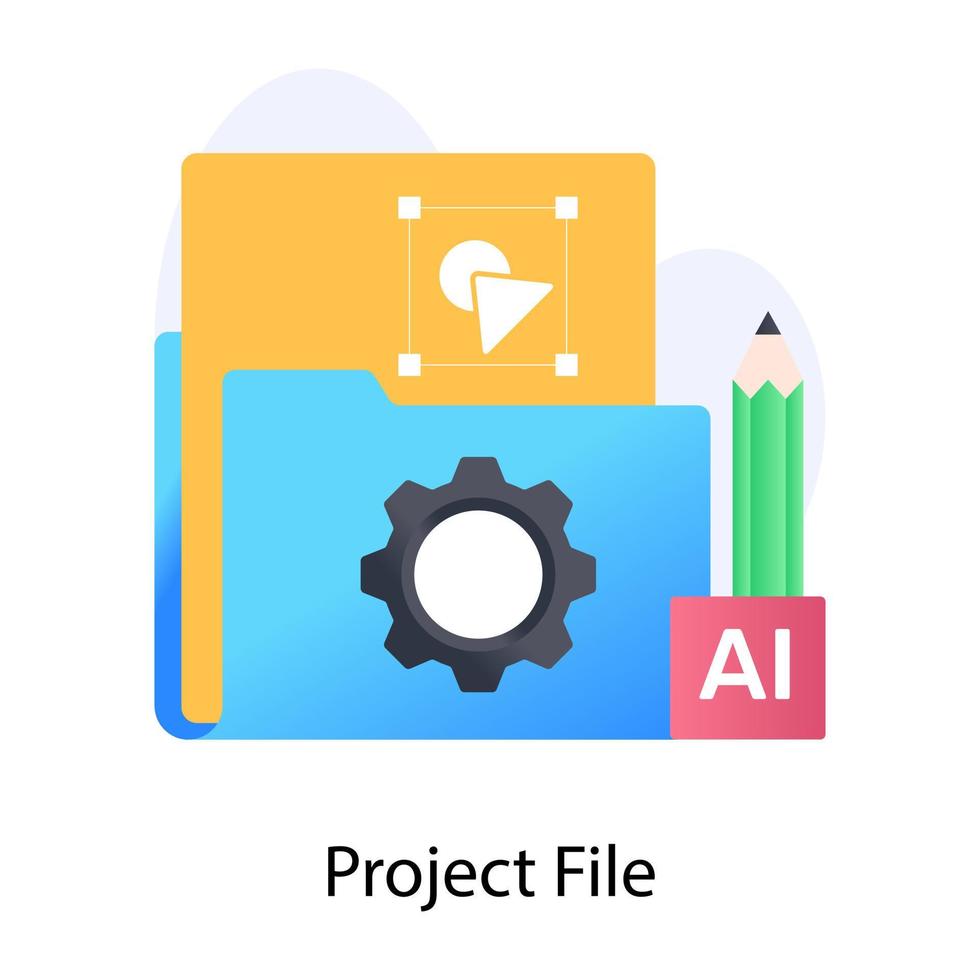 icono conceptual plano de archivo de proyecto, gestión de diseño vector