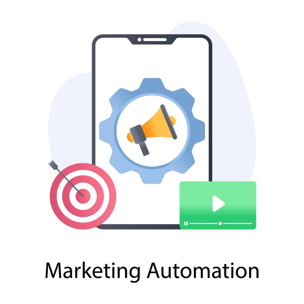 An icon of marketing automation in flat concept design vector