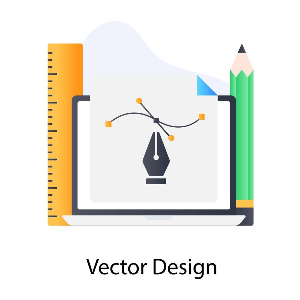 icono de software de diseño vectorial en estilo conceptual plano vector