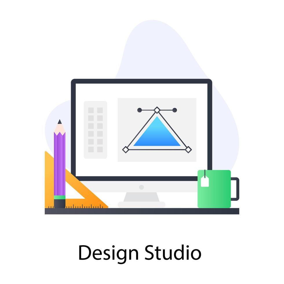 icono de estudio de diseño de estilo conceptual plano vector