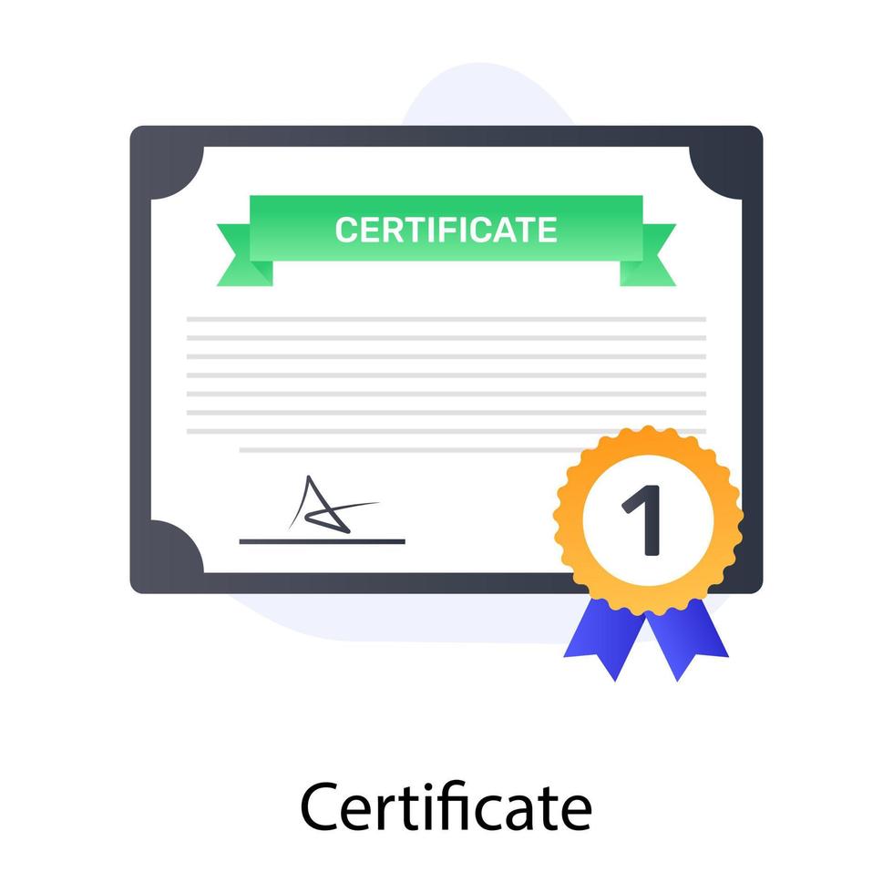 Winning certificate in flat conceptual icon editable vector