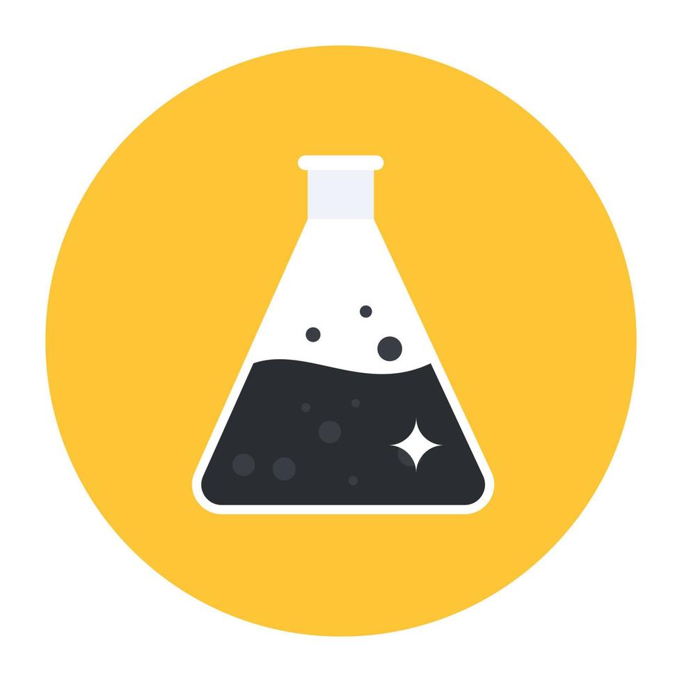Erlenmeyer flask, concept of chemical experiment icon vector