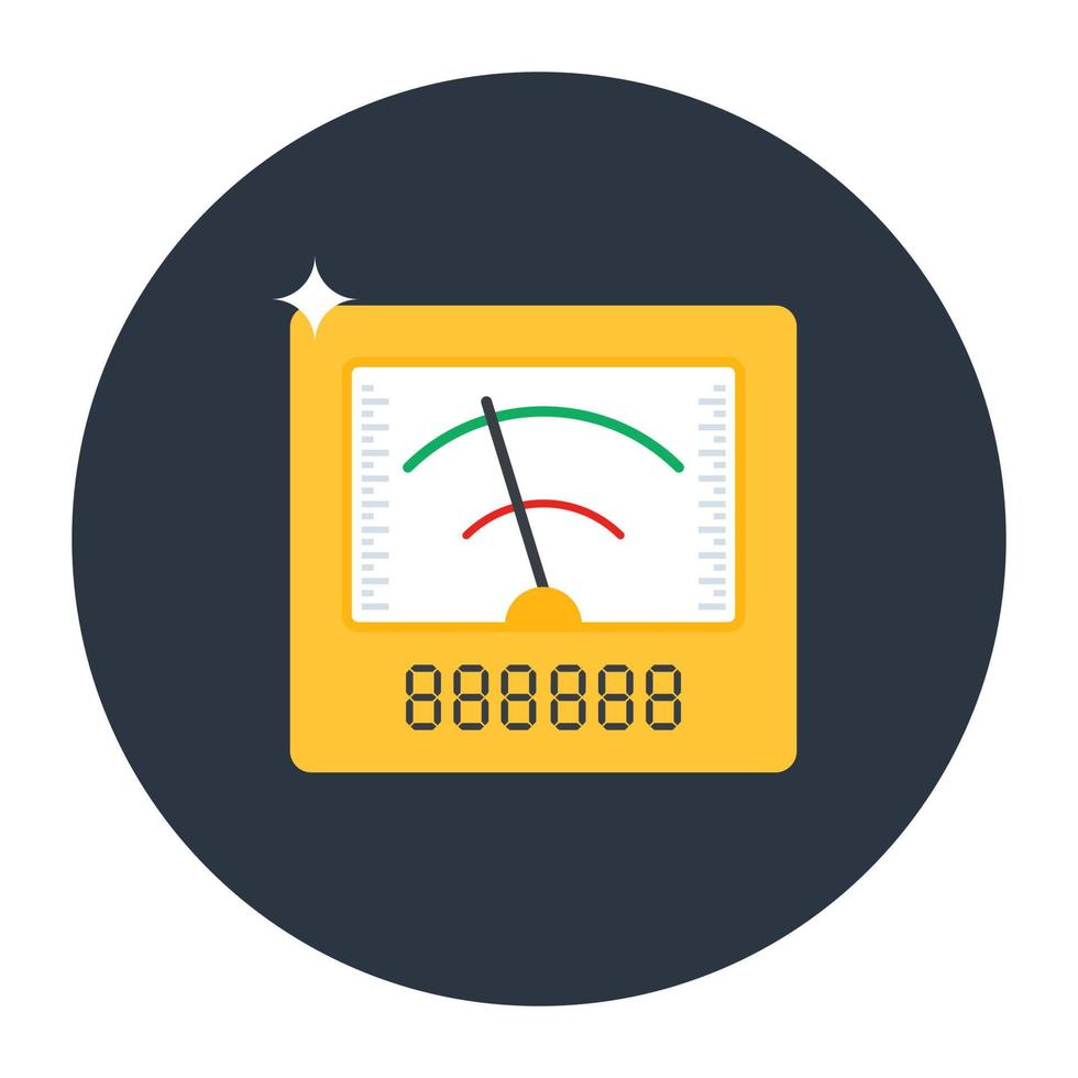 icono de amperímetro, estilo de vector plano de galvanómetro