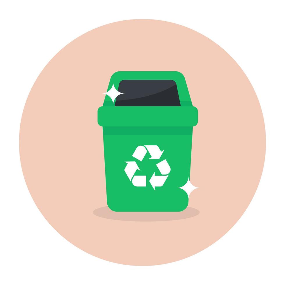 Irreversible arrow on garbage bin, vector design of eco bin