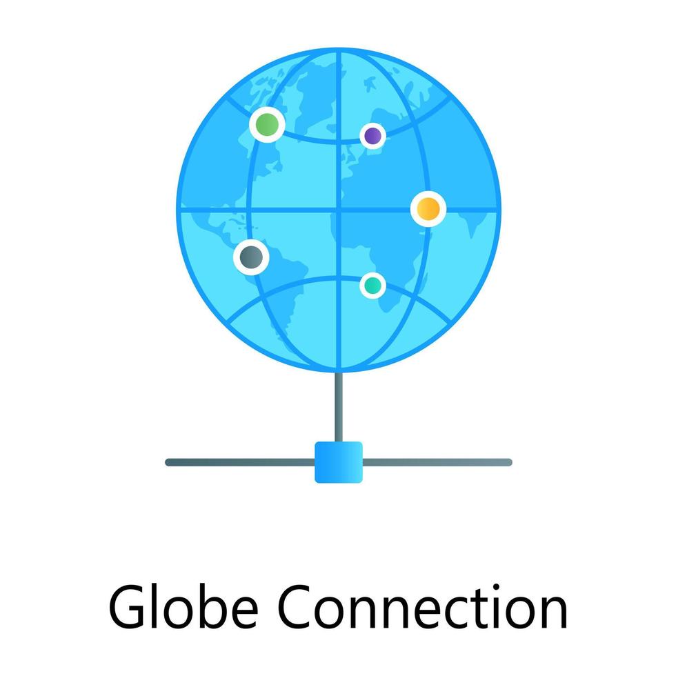 Globe with network, global connection conceptual icon vector