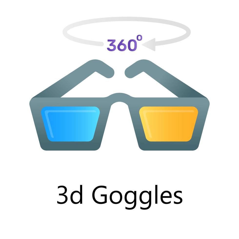 Editable vector style of 3d glasses, flat gradient vector design