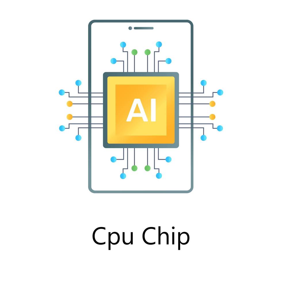Vector of artificial intelligence chip in flat gradient style