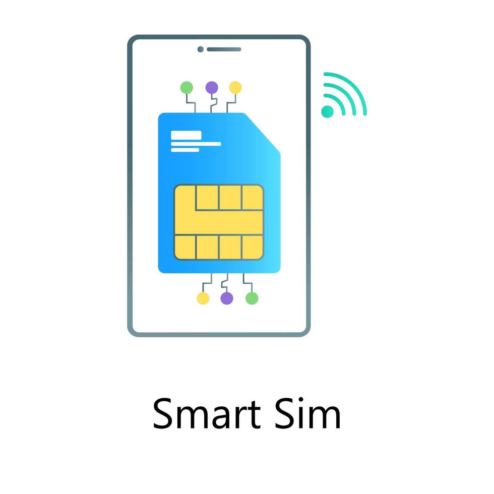 Flat gradient vector of smart sim, network data card