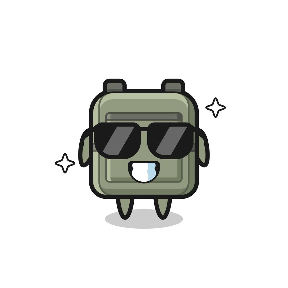 Cartoon mascot of school bag with cool gesture vector