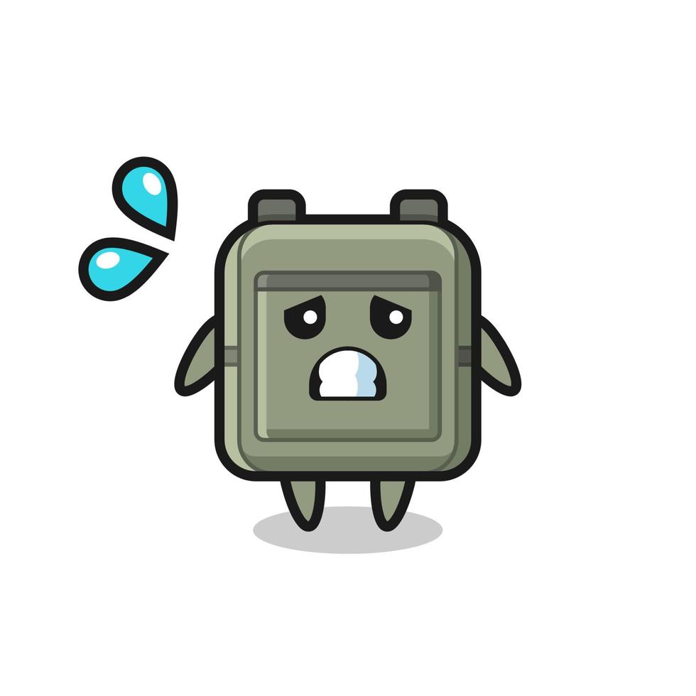 school bag mascot character with afraid gesture vector