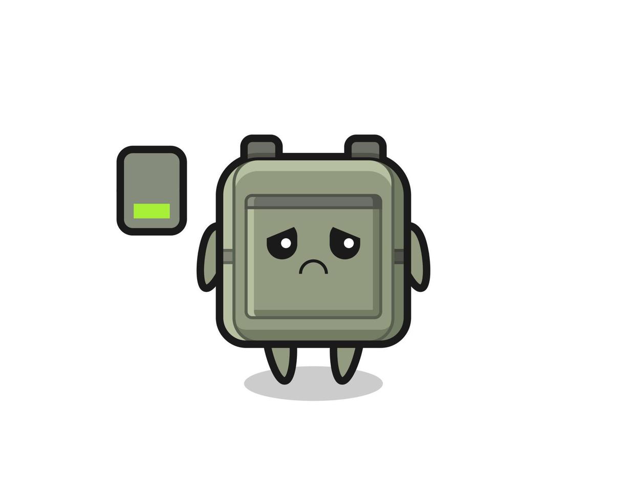 school bag mascot character doing a tired gesture vector