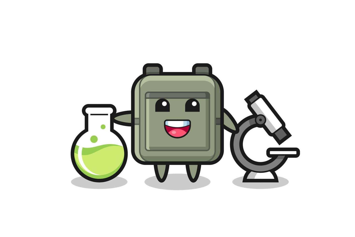 Mascot character of school bag as a scientist vector