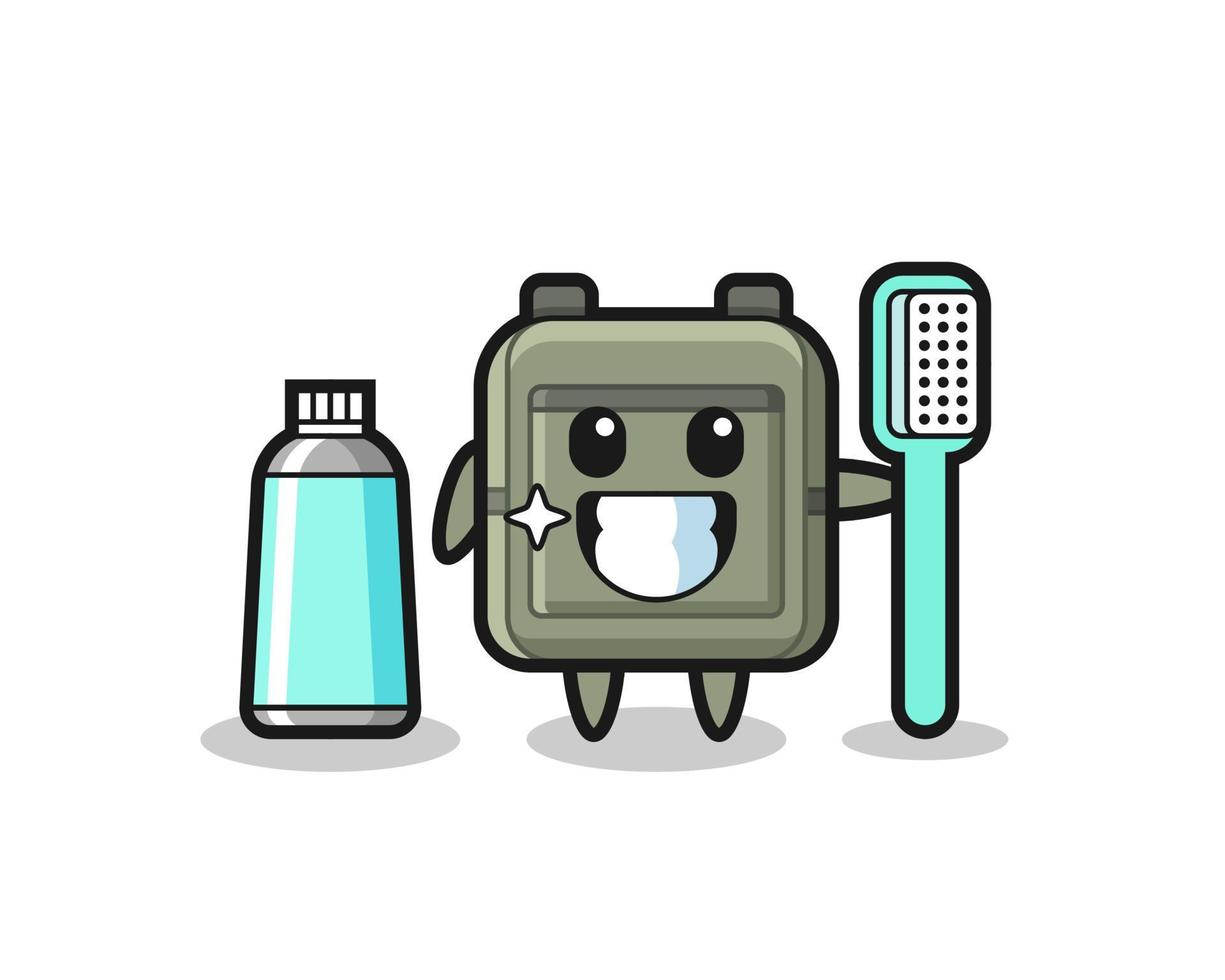 Mascot Illustration of school bag with a toothbrush vector