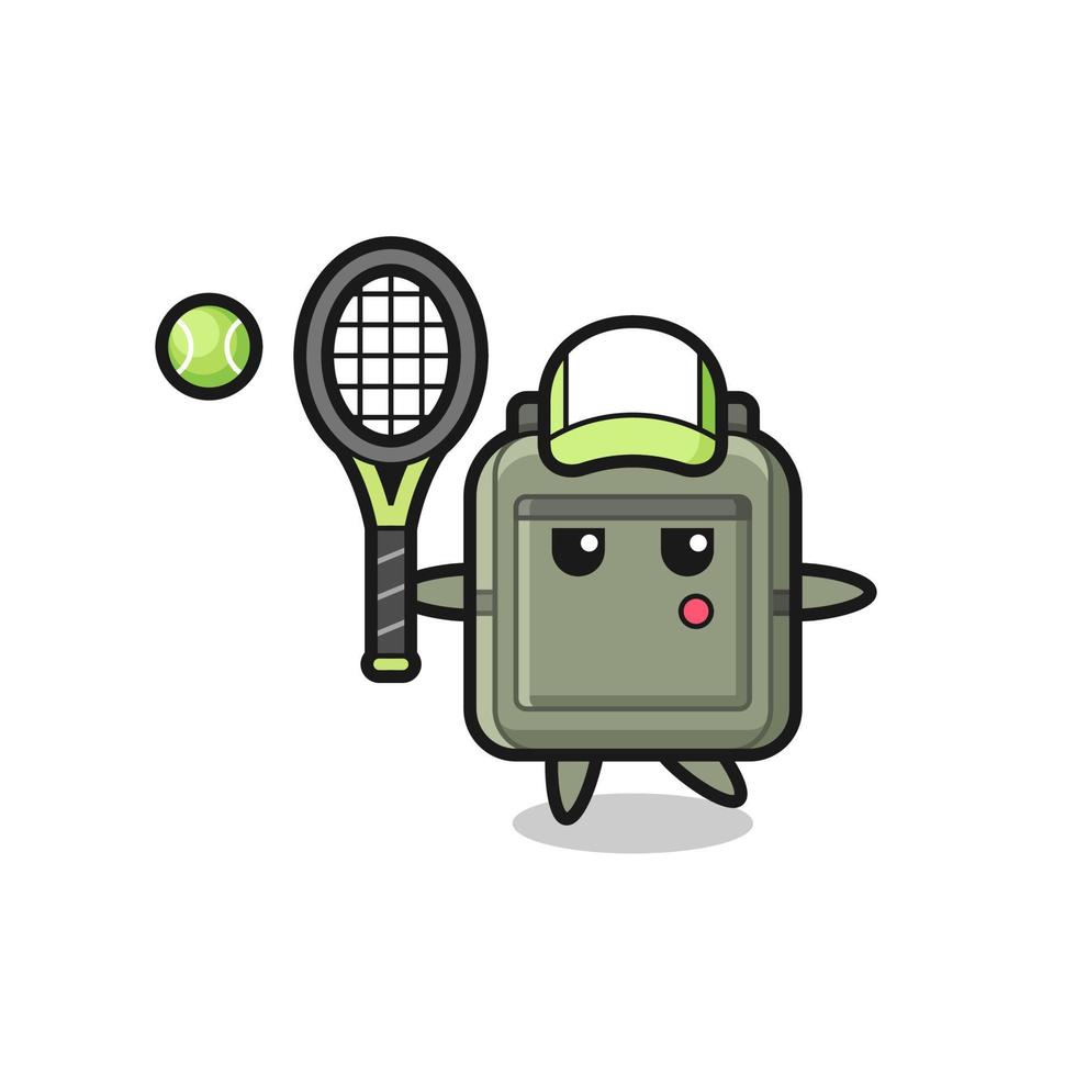 Cartoon character of school bag as a tennis player 6742863 Vector Art at  Vecteezy