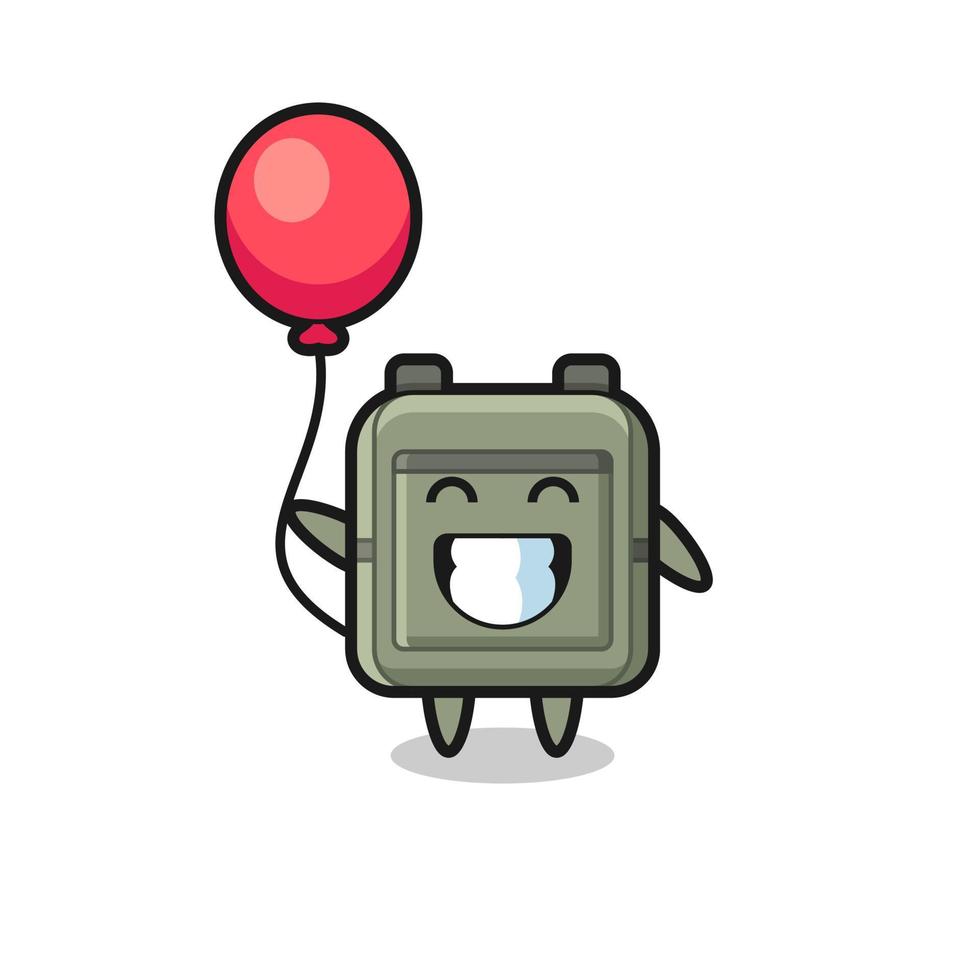 school bag mascot illustration is playing balloon vector