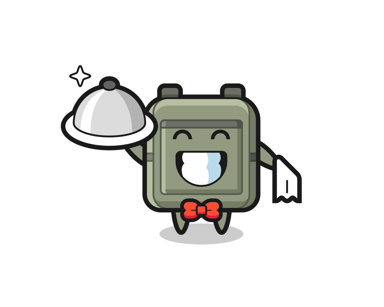Character mascot of school bag as a waiters vector