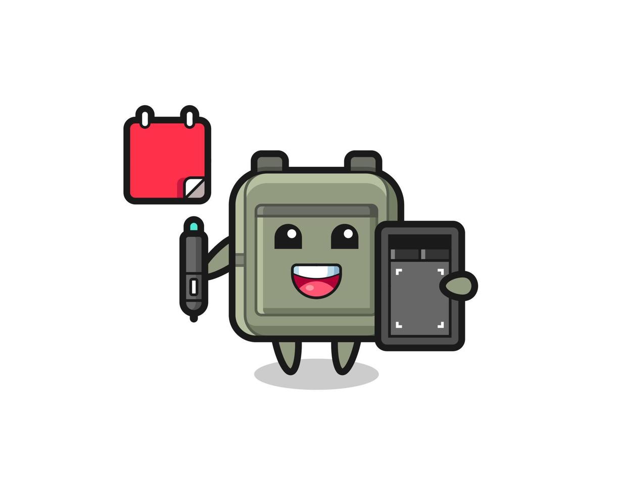 Illustration of school bag mascot as a graphic designer vector