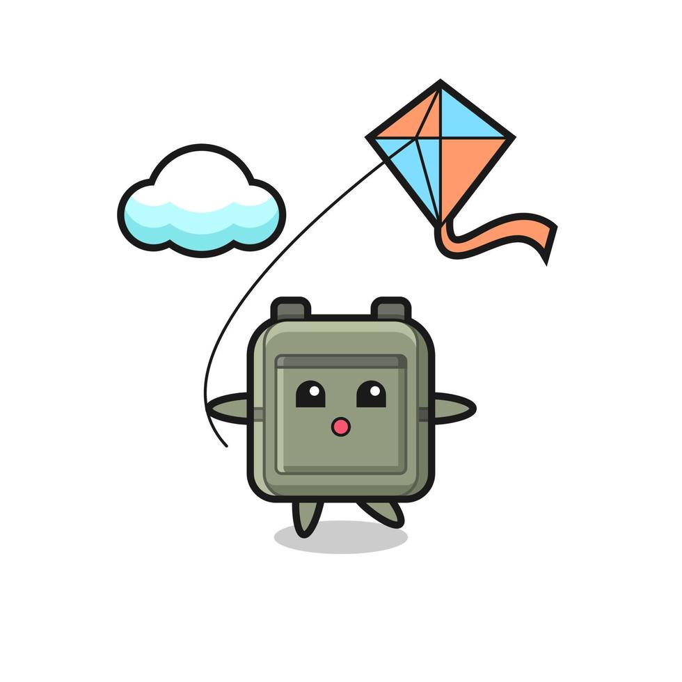 school bag mascot illustration is playing kite vector