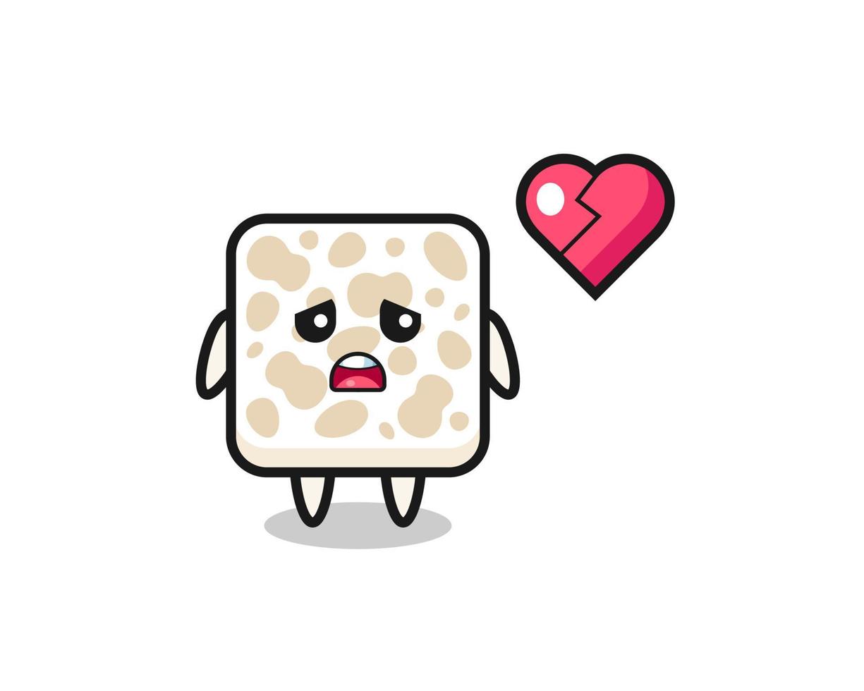 tempeh cartoon illustration is broken heart vector