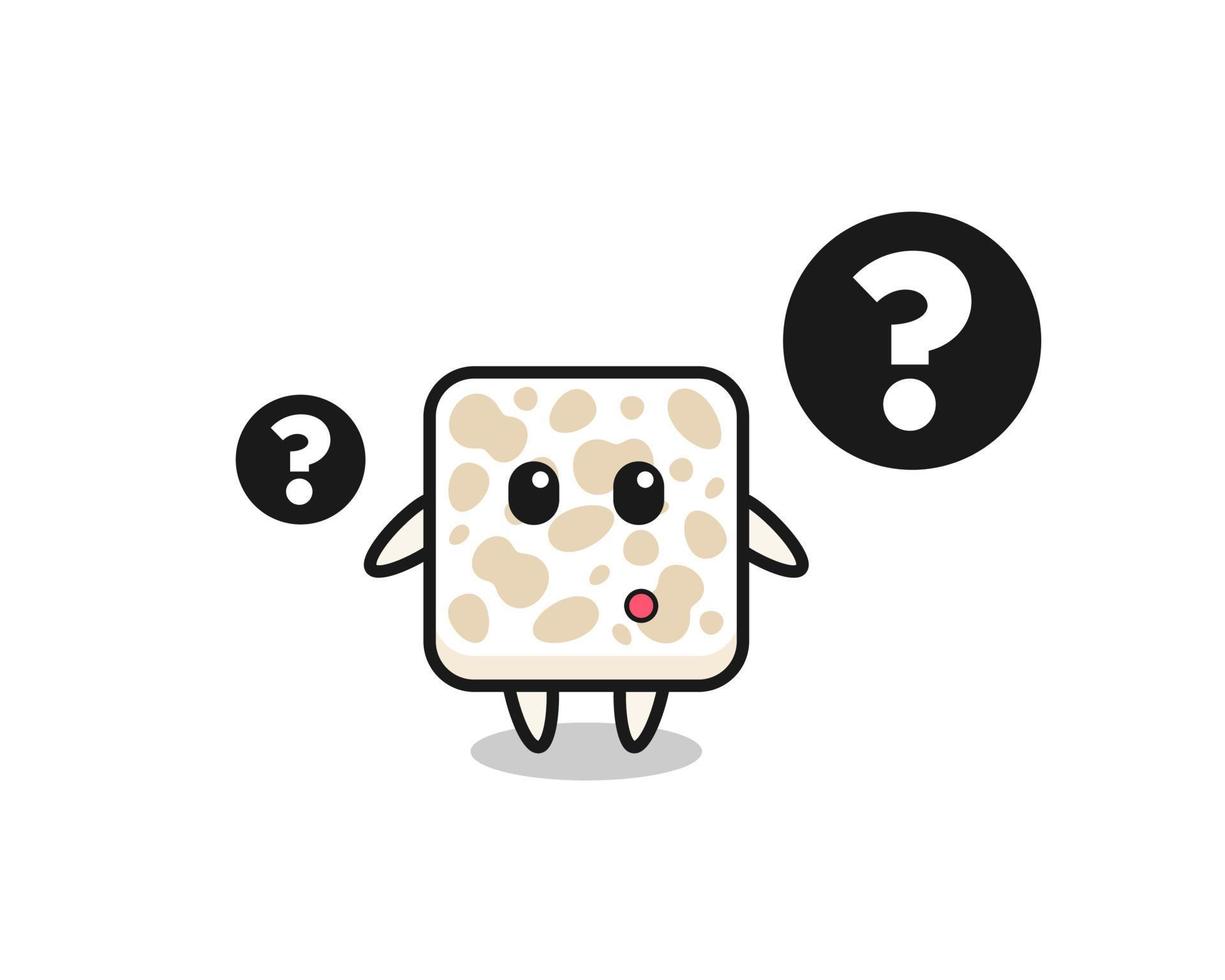 Cartoon Illustration of tempeh with the question mark vector