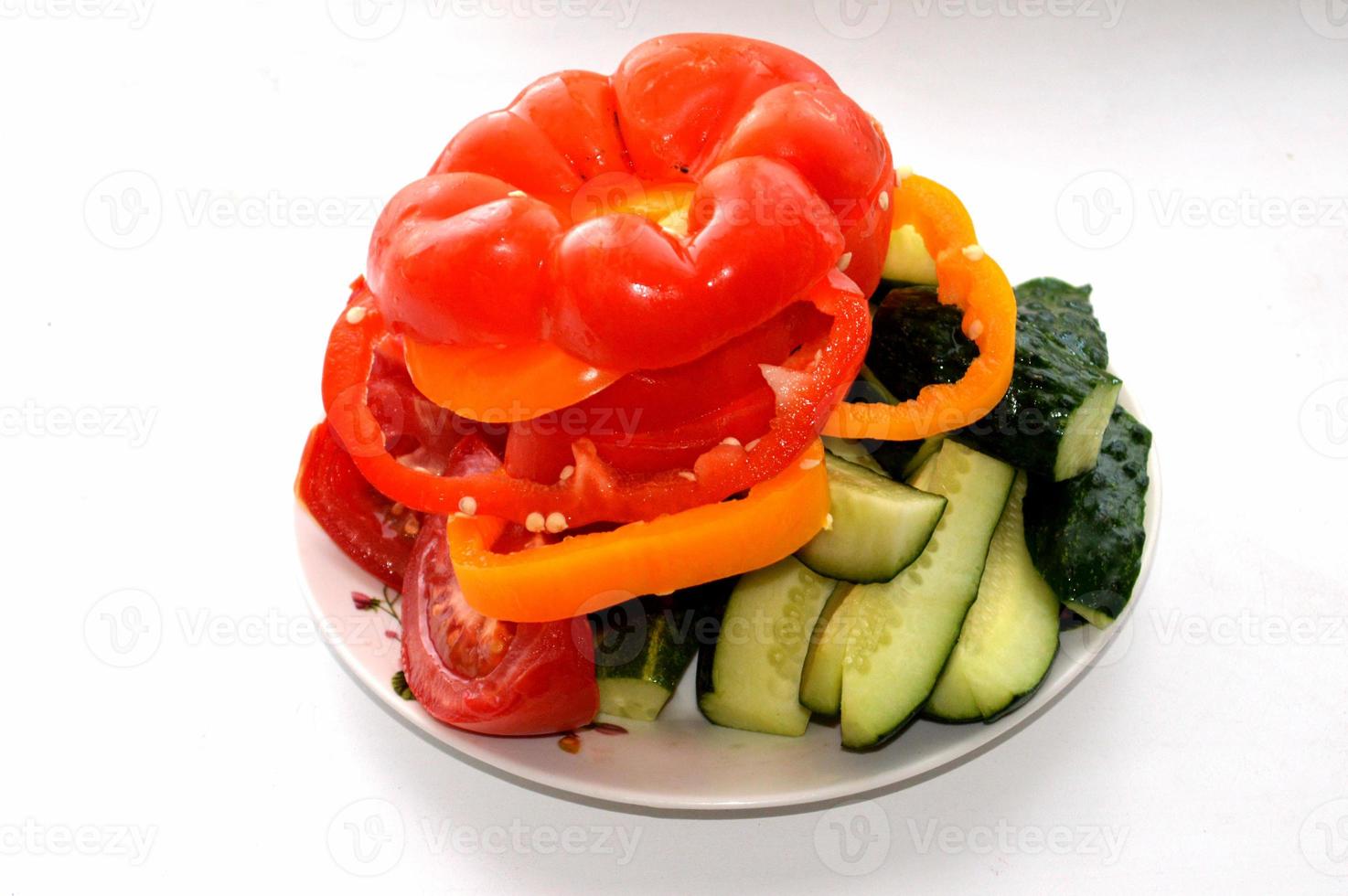 chopped vegetables on a white background photo