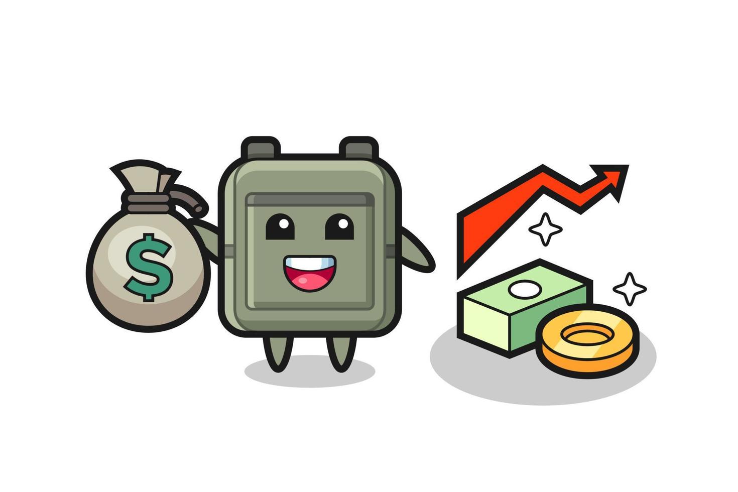 school bag illustration cartoon holding money sack vector