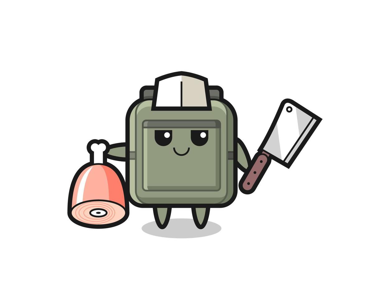 Illustration of school bag character as a butcher vector