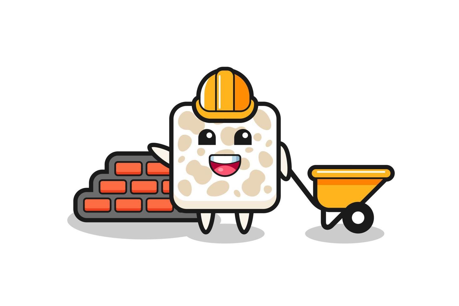 Cartoon character of tempeh as a builder vector