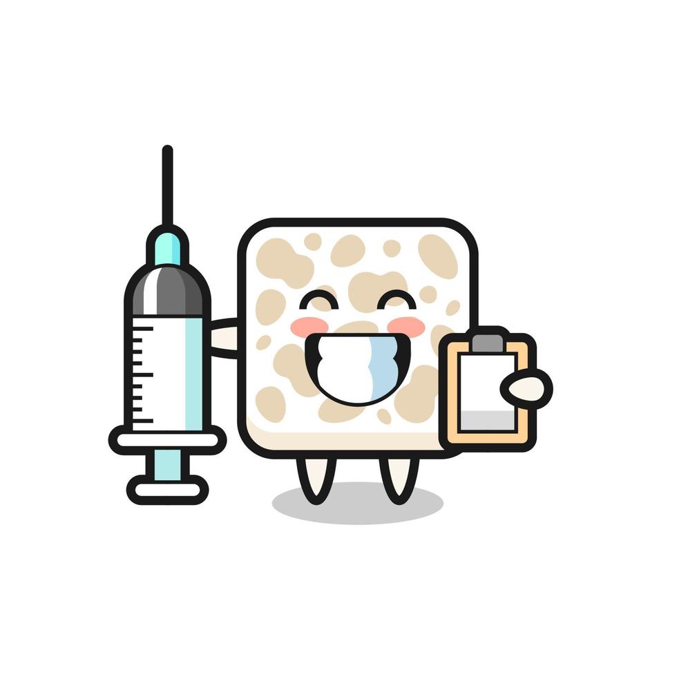 Mascot Illustration of tempeh as a doctor vector