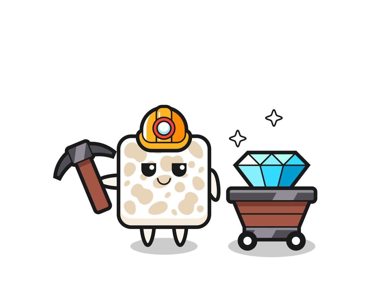 Character Illustration of tempeh as a miner vector
