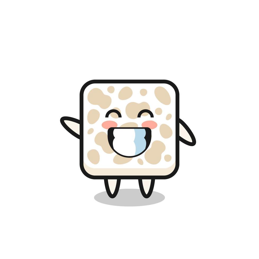 tempeh cartoon character doing wave hand gesture vector