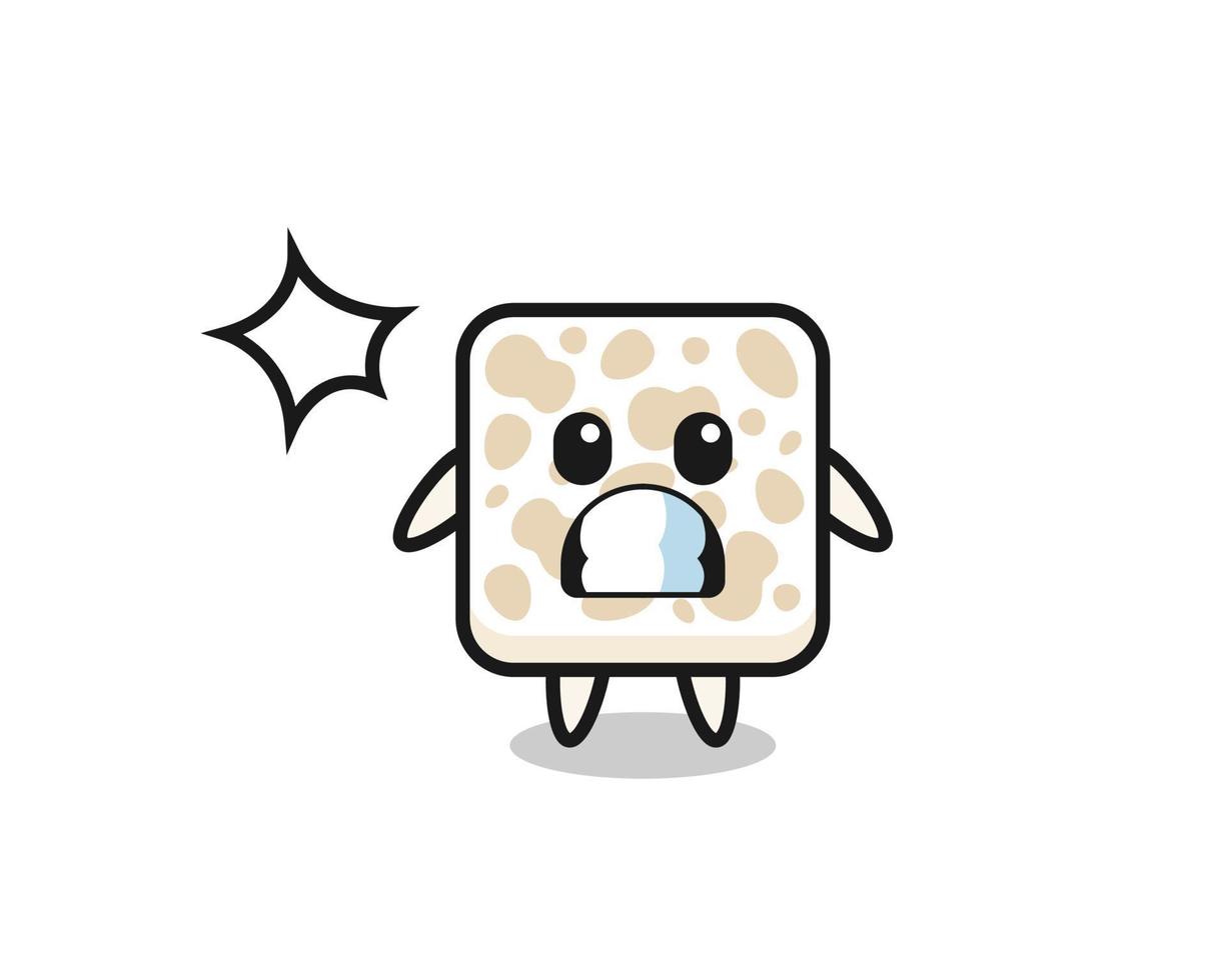 tempeh character cartoon with shocked gesture vector