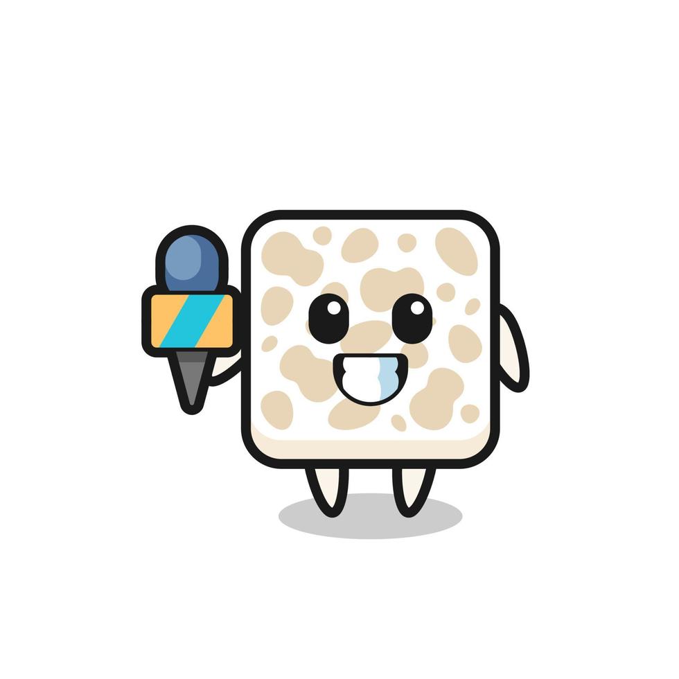 Character mascot of tempeh as a news reporter vector