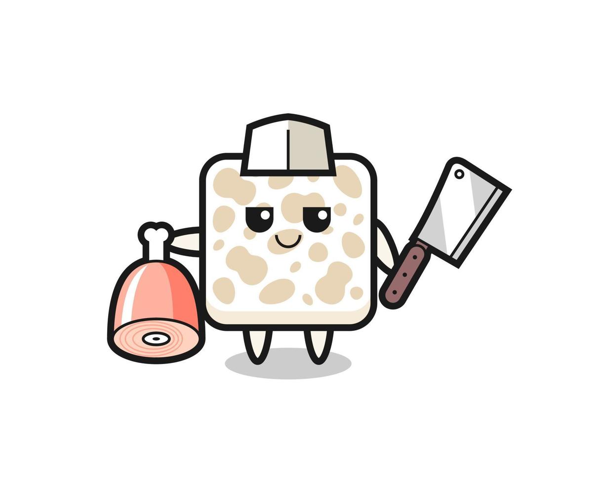 Illustration of tempeh character as a butcher vector