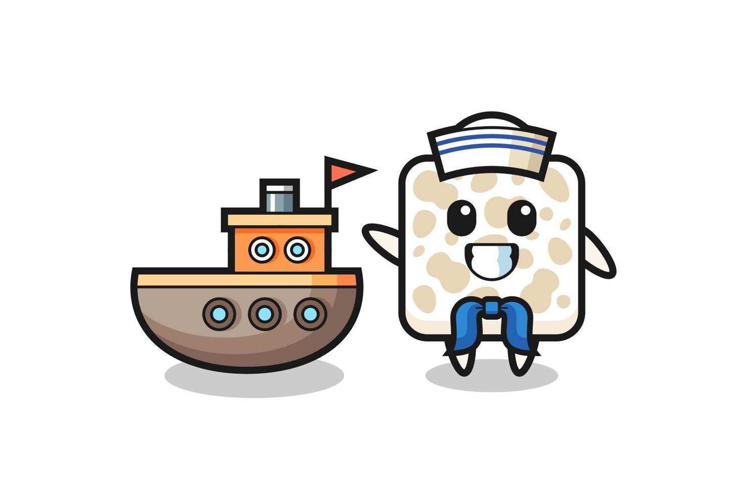 Character mascot of tempeh as a sailor man vector