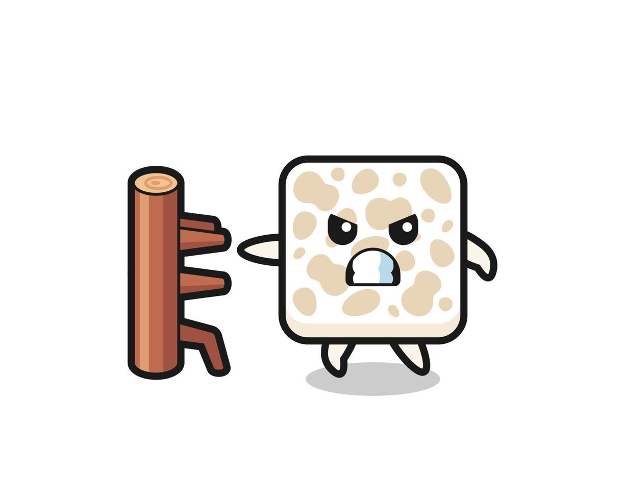 tempeh cartoon illustration as a karate fighter vector