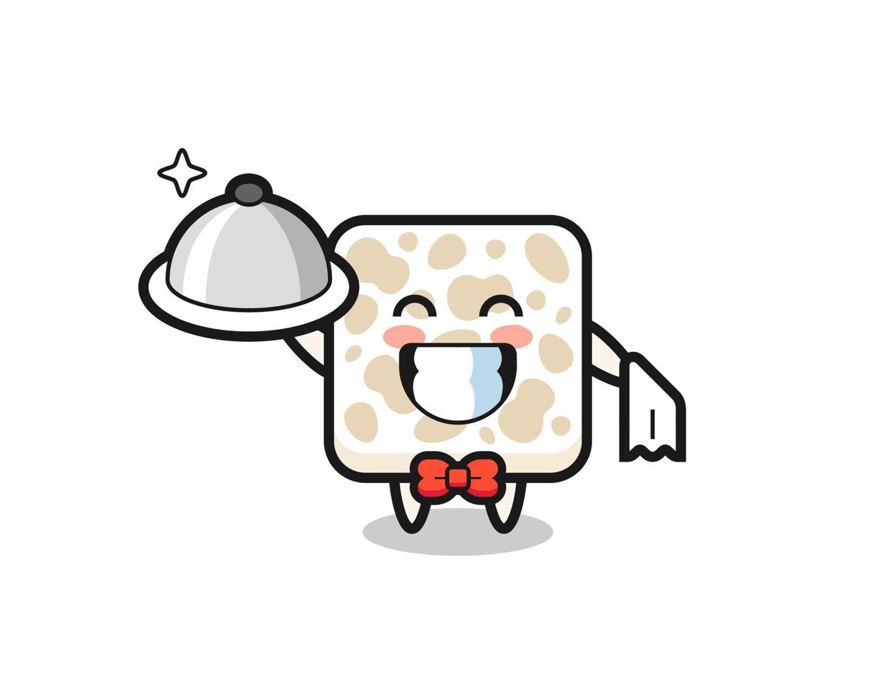 mascota del personaje de tempeh como camareros vector