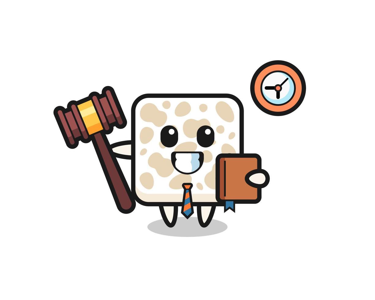 Mascot cartoon of tempeh as a judge vector