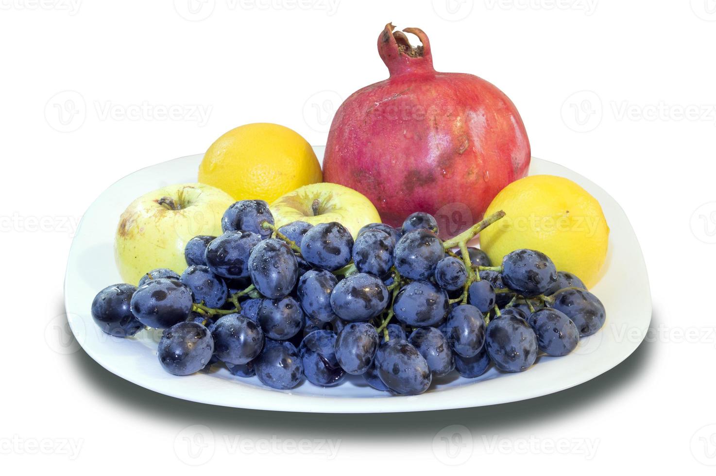 pomegranate, grape with apple and lemon photo