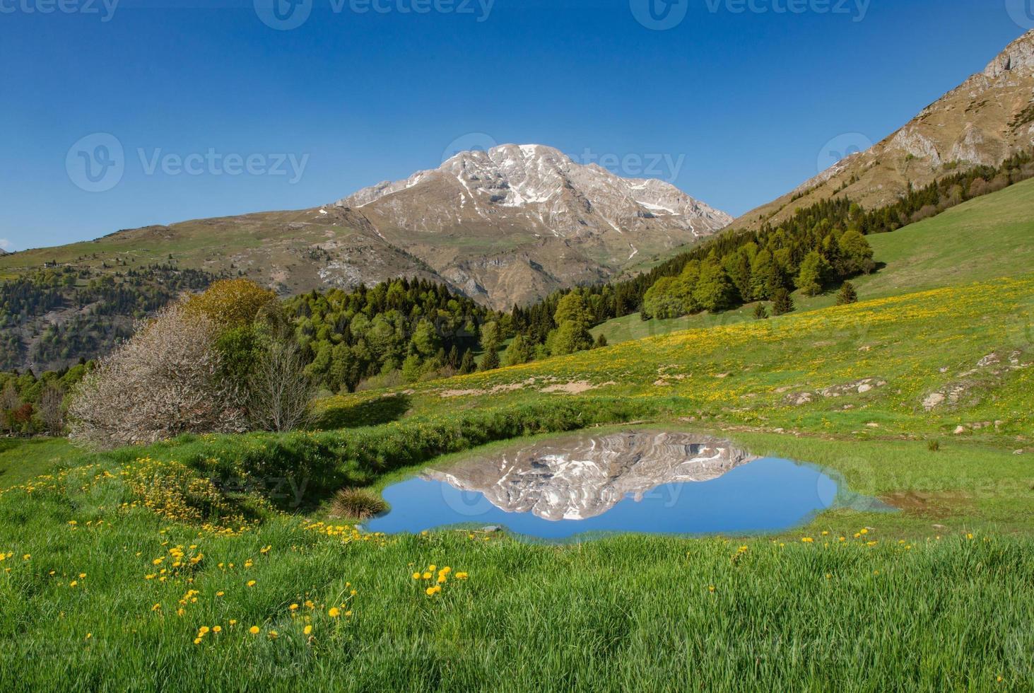 Mountain in reflecting photo