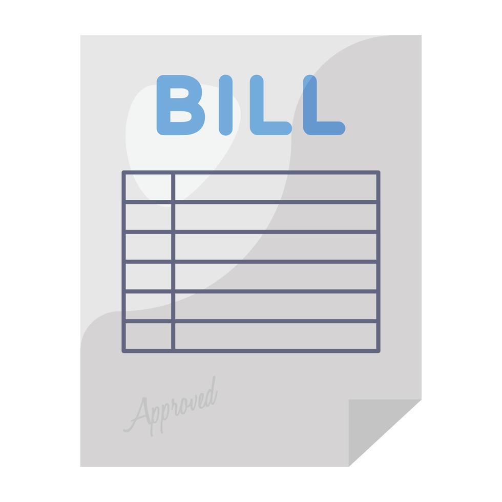 A flat design of bill icon, commerce concept vector