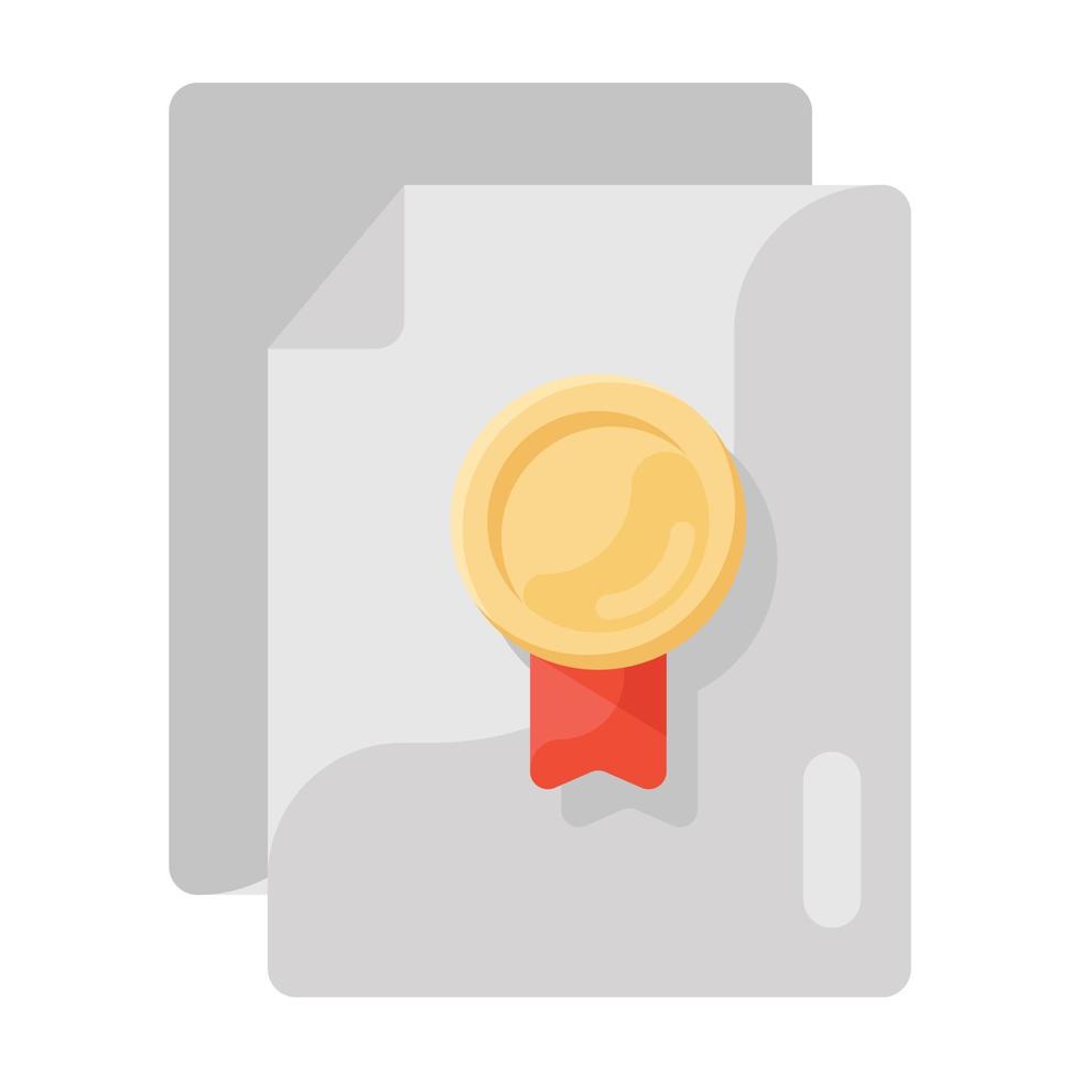 Design of achievement certificate icon, sketchy vector of diploma