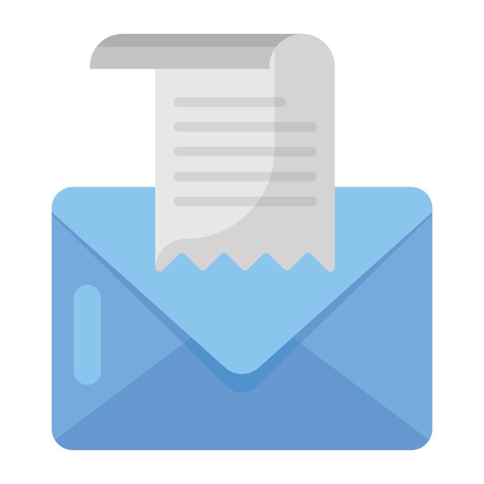 recibo con icono de sobre en diseño editable, estilo plano de correo de factura vector