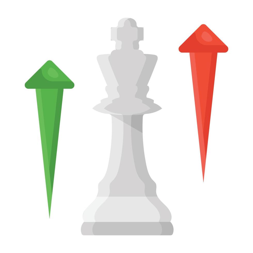 Chess piece with upward arrow, chess pawn icon vector