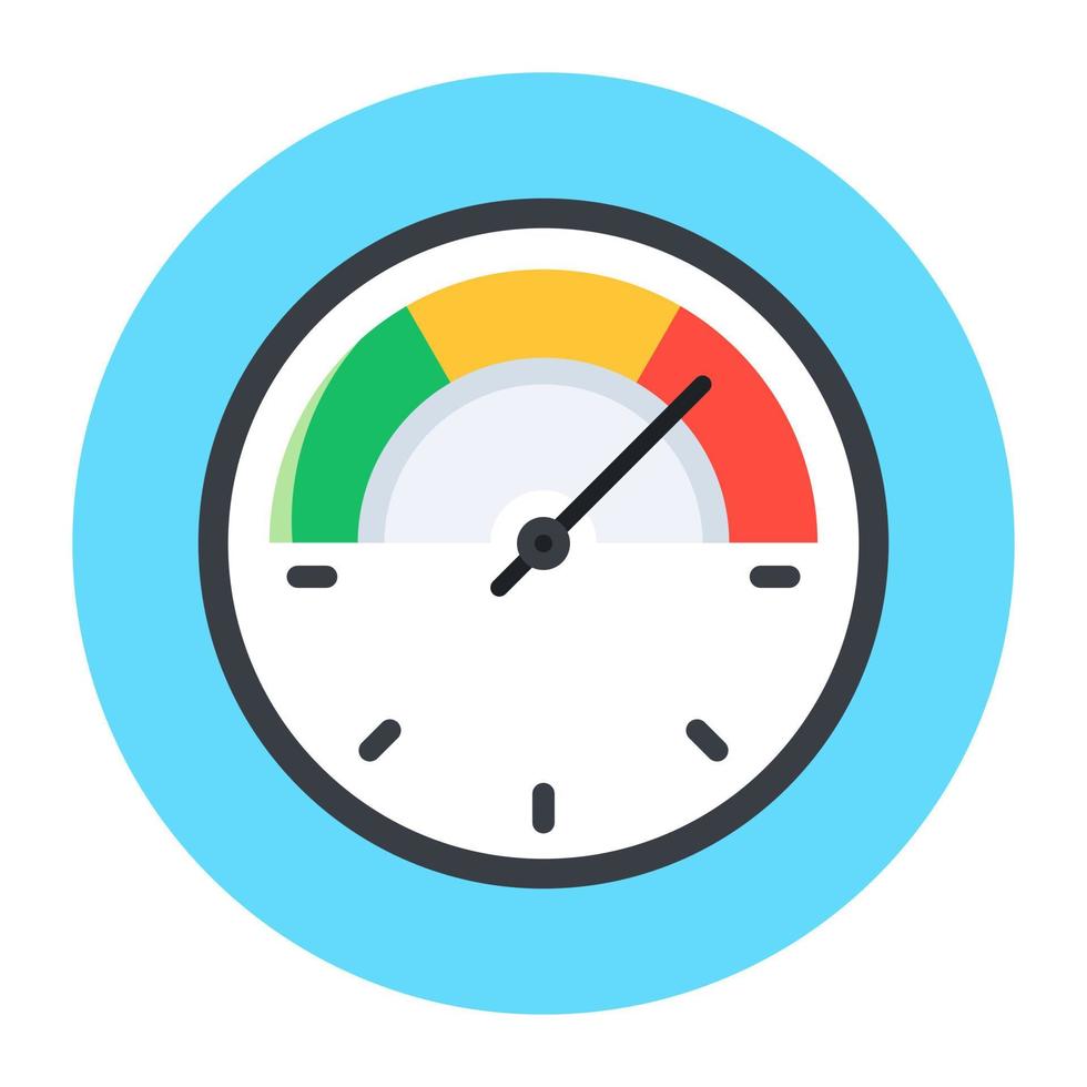 Flat design icon of speedometer on colourful rounded background vector