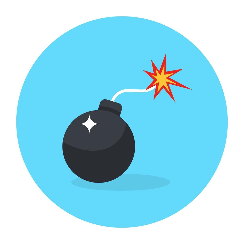 Flat design of bomb, explosive material icon vector
