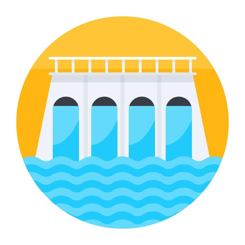ícono de una represa, energía hidroeléctrica en estilo moderno y plano vector