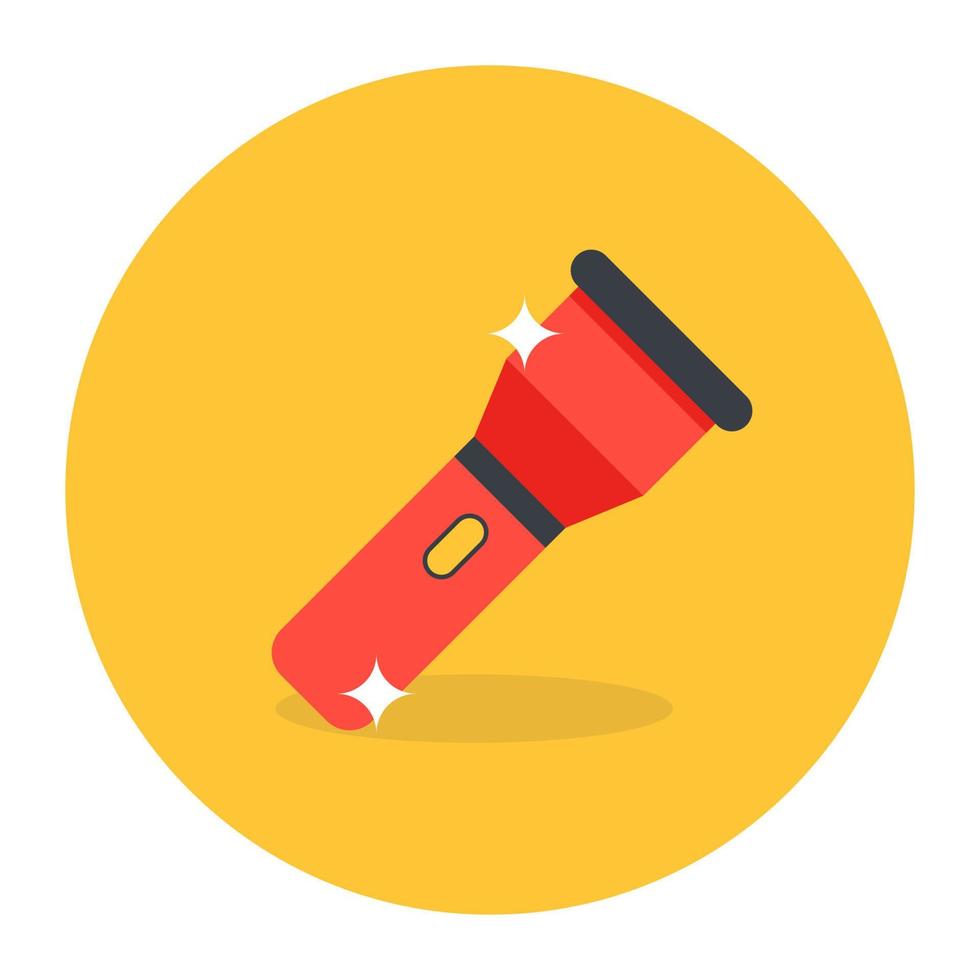 A portable flashlight, torch icon in flat design vector