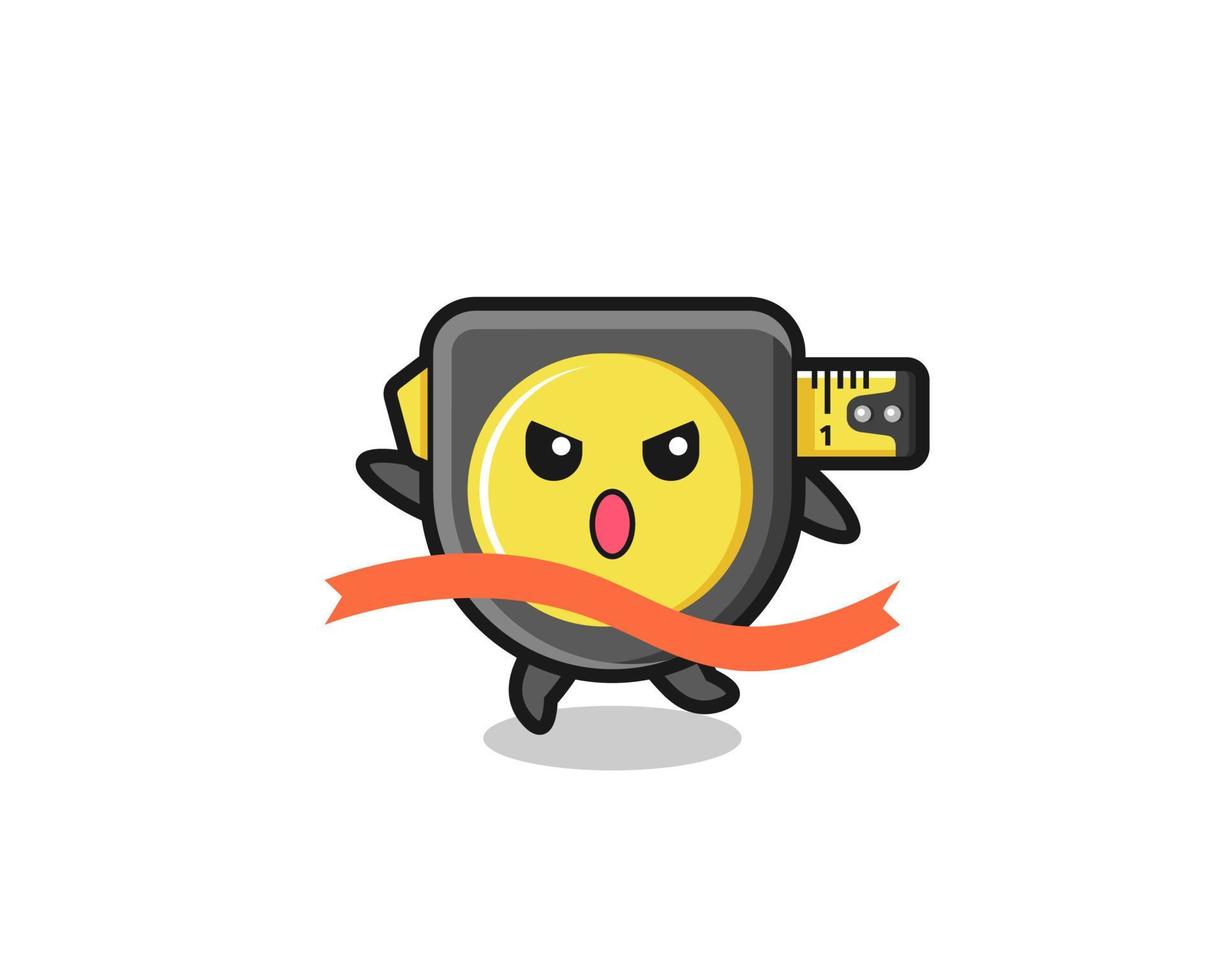 cute tape measure illustration is reaching the finish vector