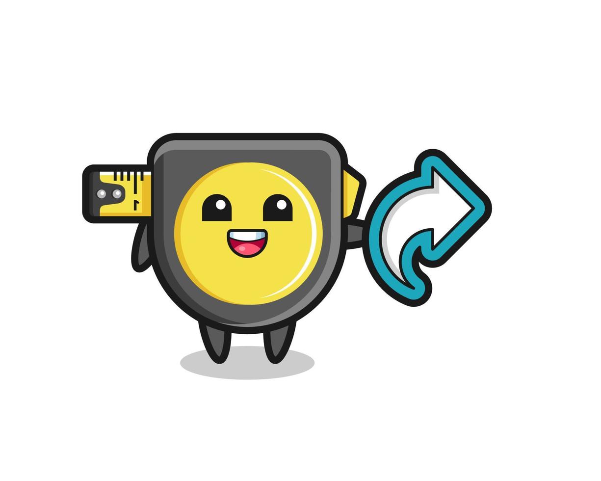 cute tape measure hold social media share symbol vector